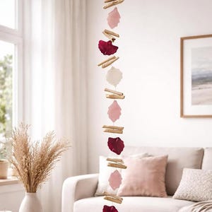 Capiz-Girlande Hänger Blätter dunkelrot rosa Sommerdeko Herbstdeko n809 Blättergirlande Dekogirlande Capiz Hänger Windspiel Muscheln Ranke