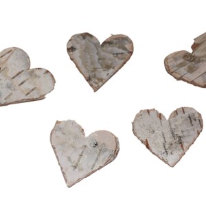 Pack of 50 birch hearts 2.5 cm decorative hearts made of birch bark wedding decoration birch natural decoration country house wedding table decoration bark hearts wooden hearts image 3