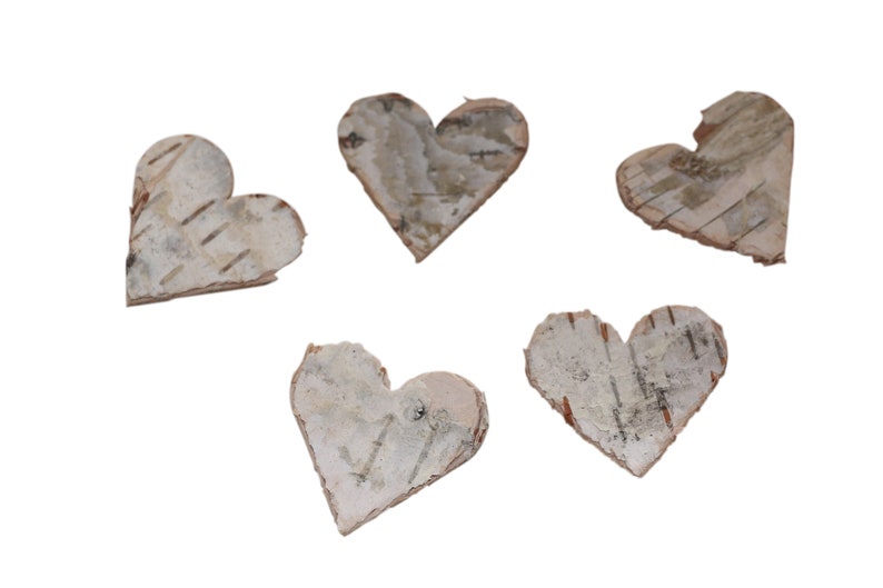 Pack of 50 birch hearts 2.5 cm decorative hearts made of birch bark wedding decoration birch natural decoration country house wedding table decoration bark hearts wooden hearts image 3