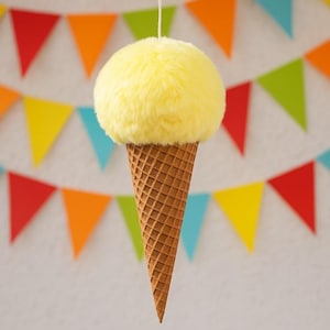 Eistüte gelb Eisdeko 22cm Beachdeko Strandeko Schaufensterdeko Eiskugel in Tüte o607 EIS Tüten Dekoration Sommer Eisladen Kindergeburtstag
