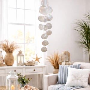 Mobile carillon éolien XL en nacre de Capiz, disques de nacre, 100 cm, coquillages, suspension en nacre, guirlande de carillon éolien, disques de coquillages, pendentif décoratif, disques de Capiz