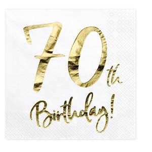 20 serviettes 70e anniversaire or décoration de fête serviettes en papier décorations fête d&#39;anniversaire 33 x 33 cm décoration de table serviettes 70e anniversaire