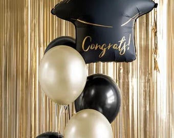 XXL Luftballon Gratulation Congrats 60x55cm Folienballon Abschluss Master Bachelor Diplom Doktor Partydeko Ballon gratuliere zum Zeugnis