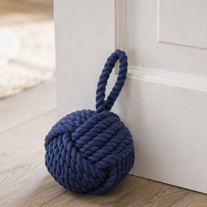 Türstopper Nautisches Seil maritim Deko blau dunkelblau Tür Stop Deko  23x16cm Türstop Raumdeko Geschenk  Tür Stopper Seilkugel Knot Knoten