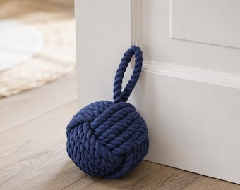 Nautical rope doorstop, maritime decor, blue/dark blue, 23 x 16 cm, room decor, gift, rope ball, knot