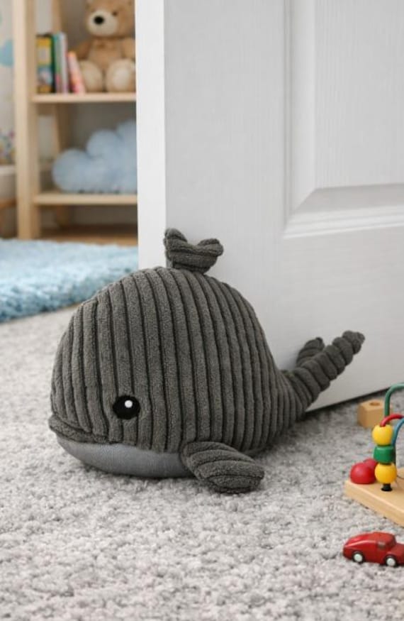 Türstopper Wal GRAU Tür Stop Deko 27x20cm Süß Kinderzimmer Türstop Kinderzimmerdeko Raumdeko Geschenk Dunkelgrau Tür Stopper Tierfigur