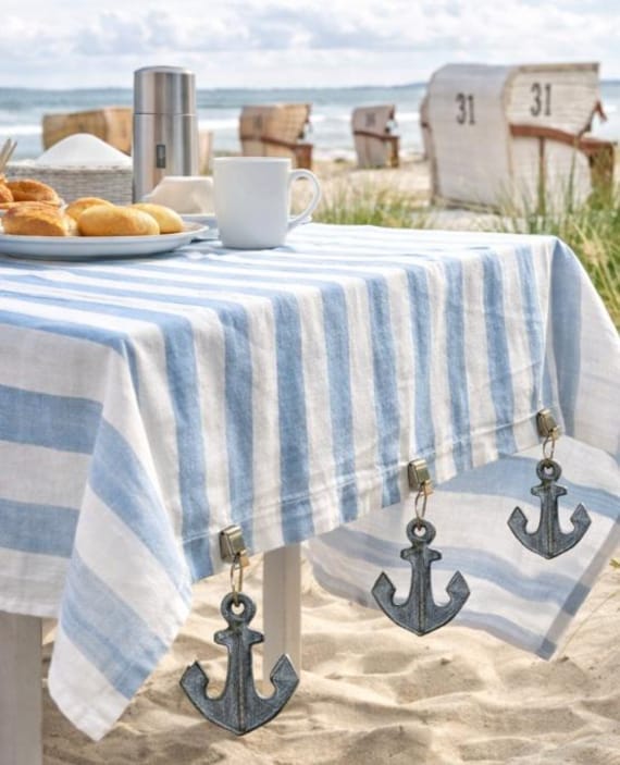 4 Stk ANKER Gußeisen grau Shabby Chic TISCHDECKENBESCHWERER Tischdecke Gewichte schwer Eisen maritim Deko Tischdeckengewichte