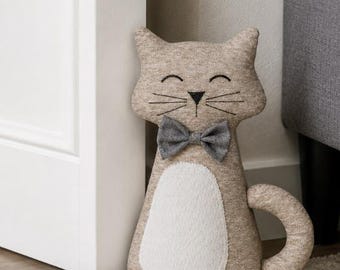 Cat Doorstop SMILE light brown grey b146 Door Stop Decoration 30 cm Children's Room Doorstop Children's Room Decor Room Decor Gift Stopper Animal Figurine