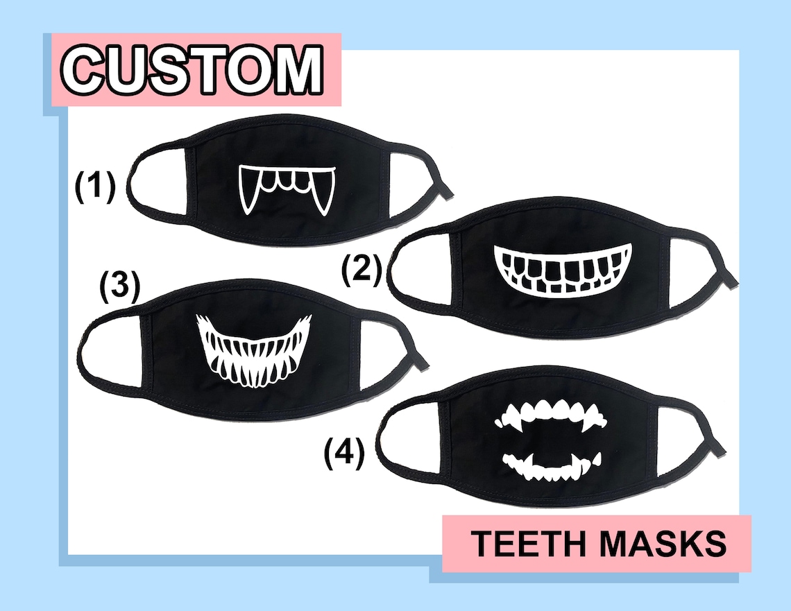 Monster Teeth mask face mask custom face mask black mouth Etsy