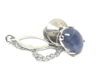 Kyanite Sterling Silver Cabochon Tie Tack