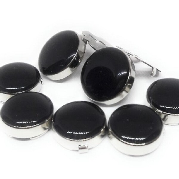 Rhodium Plated Button Covers Set of 7