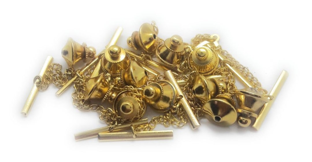 Tie Tack Clutch With Chain Gold or Silver Plated per Dozen Etsy