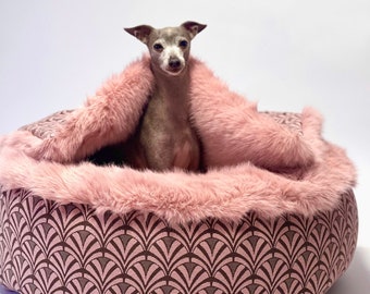 Dog bed, dog blanket, fur, donut, cloud, greyhound, dachshund