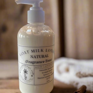 Goat Milk Lotion - Natural Fragrance Free Moisturizing All Natural Lotion- 8 oz