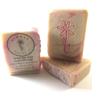 Sweet Bay Rose - Goat Milk Soap from our family farm - Body and Facial Soap - All Natural Soap - Handmade Goat Milk Soap
