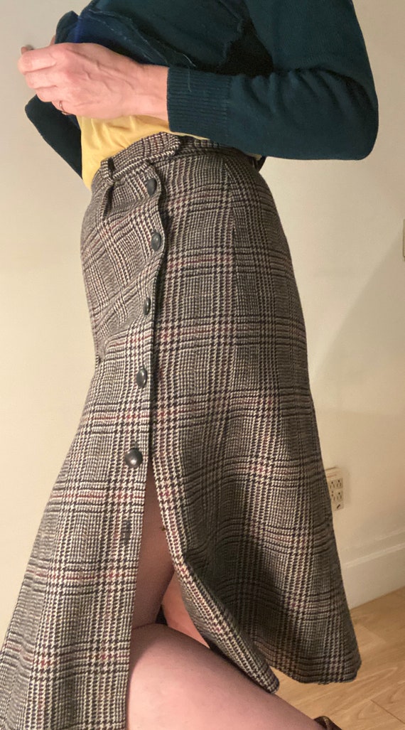 60's Wool Skirt, Glen Plaid
