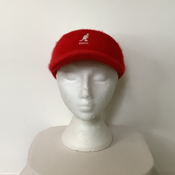 RARE Vintage Kangol visor red fluffy angora FURGORA peaked summer sunhat #VE