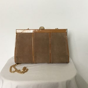 Vintage 1970s Karel Collection clutch bag suede retro envelope shoulder purse #VC