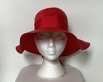 Chapeau Bermona Boutique vintage des années 1960, rouge à bords larges, chapeau de soleil gogo mod #VE