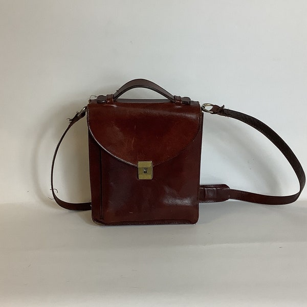 Vintage 1980s Atelier Gaiasse satchel unisex leather shoulder messenger bag #VA