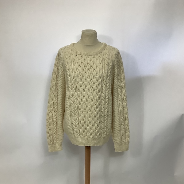 Vintage 1980s handmade jumper chunky oversized cable knit fisherman sweater #V1