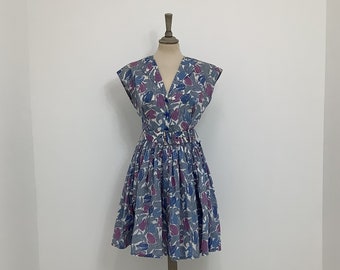 Vintage 1980s hace 50s Liberty vestido tulipán floral swing romántico teadress #V2