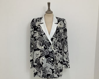 Vintage 1980s Fink Modell jacket oversized tropical summer sheer blazer #V4 @CHU