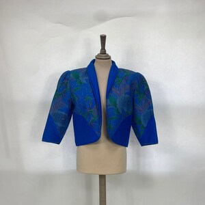 Vintage 1980s Ellie Silks cropped blazer Thai silk oriental kimono padded blazer #V4