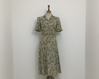 Vintage 1970s handmade dress floral prairie cottagecore teadress pocket #V2