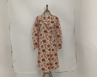 Vintage 1980s does 50s handmade wrap dress floral print summer shirtdress housecoat #V2