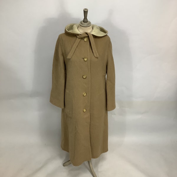 RARE duffle-coat Aquascutum vintage des années 1960 laine mohair alpaga lama capuche swing # V4