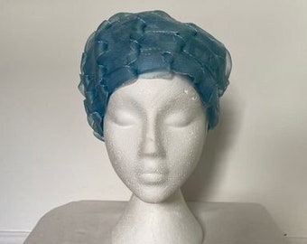 Vintage 1960's blue woven bucket hat
