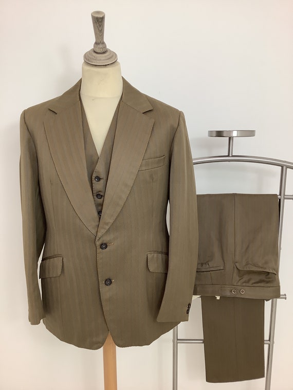 Vintage 70s tailored 3 piece suit mod pinstripe j… - image 2
