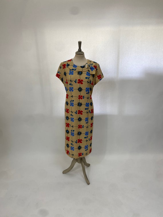 Vintage 1960s mod dress retro floral plus size sco