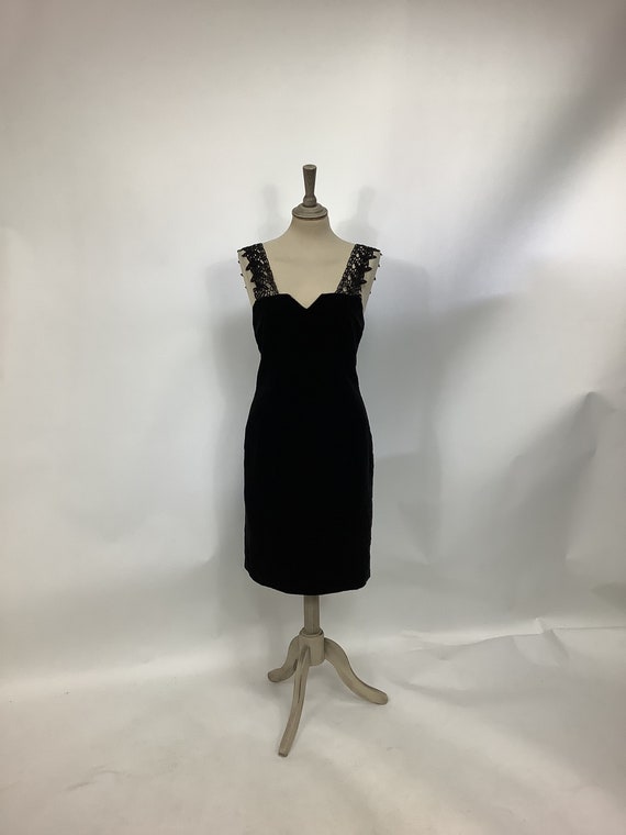 Vintage 1980s Radley dress black lace velvet wigg… - image 1