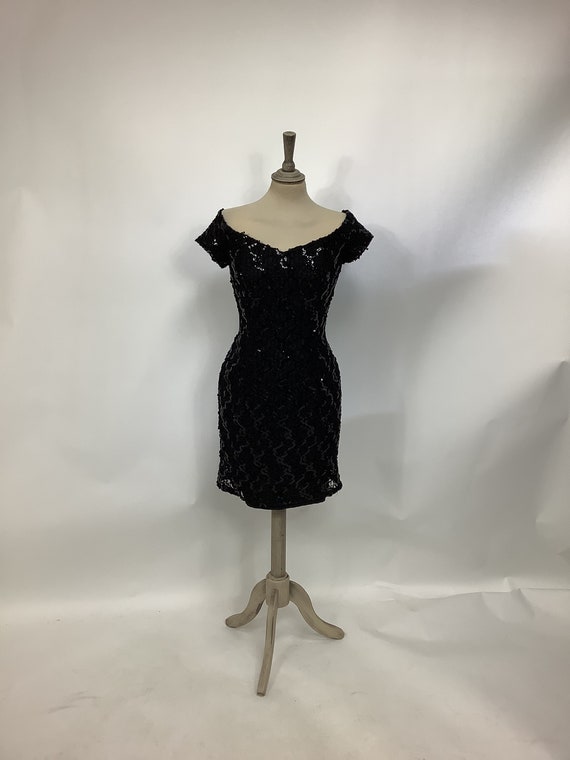Vintage 1980s Debut Dress off the Shoulder Lace Sequin Wiggle Cocktail Gown V2 Etsy UK
