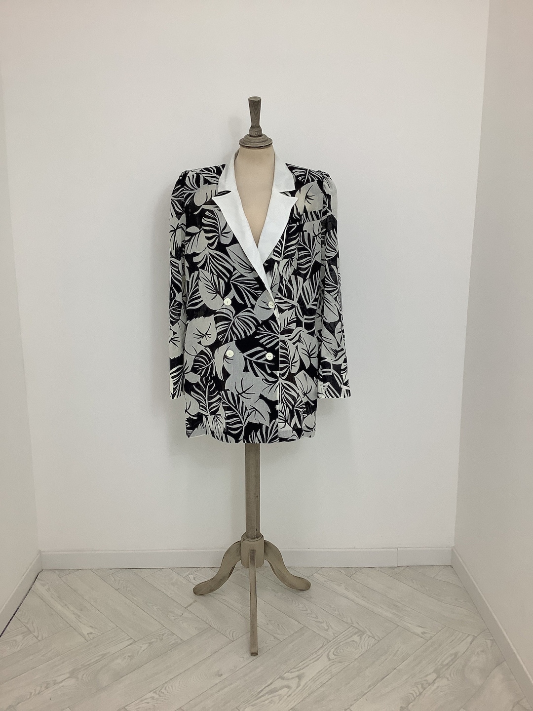 Vintage 1980s Fink Modell Jacket Oversized Tropical Summer