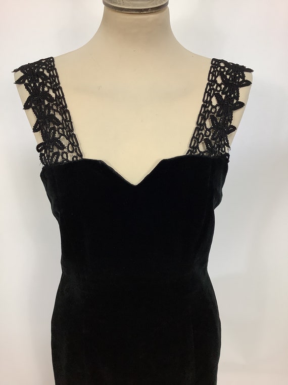 Vintage 1980s Radley dress black lace velvet wigg… - image 7