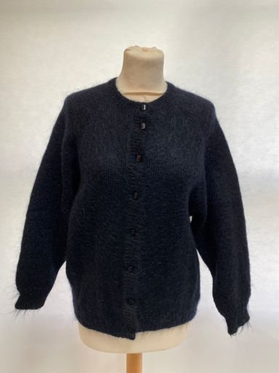 Vintage 1980s St Michael black mohair knitted card