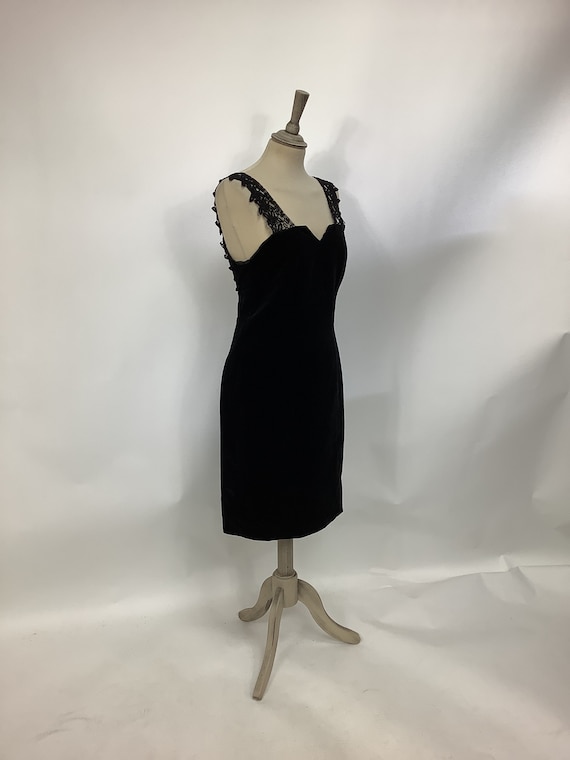 Vintage 1980s Radley dress black lace velvet wigg… - image 2