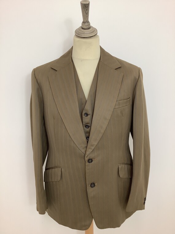 Vintage 70s tailored 3 piece suit mod pinstripe j… - image 3