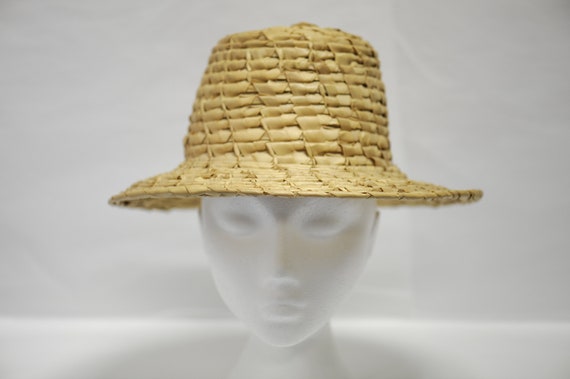 Vintage 1960s straw and rattan hand woven summer h