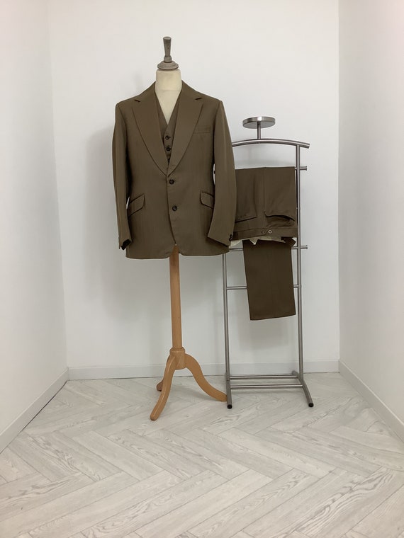 Vintage 70s tailored 3 piece suit mod pinstripe j… - image 1