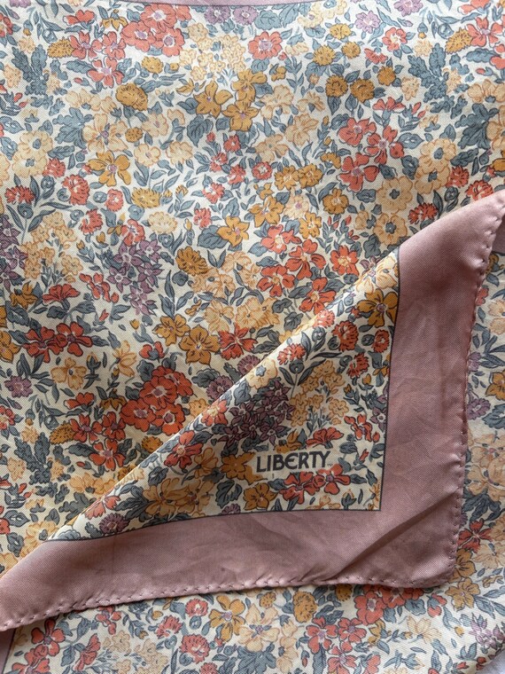 Vintage 1980s Liberty of London silk scarf floral… - image 1