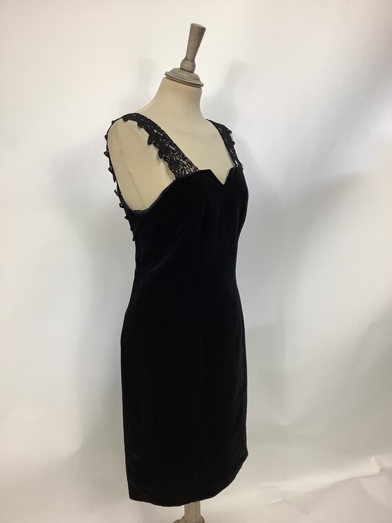 Vintage 1980s Radley dress black lace velvet wigg… - image 5