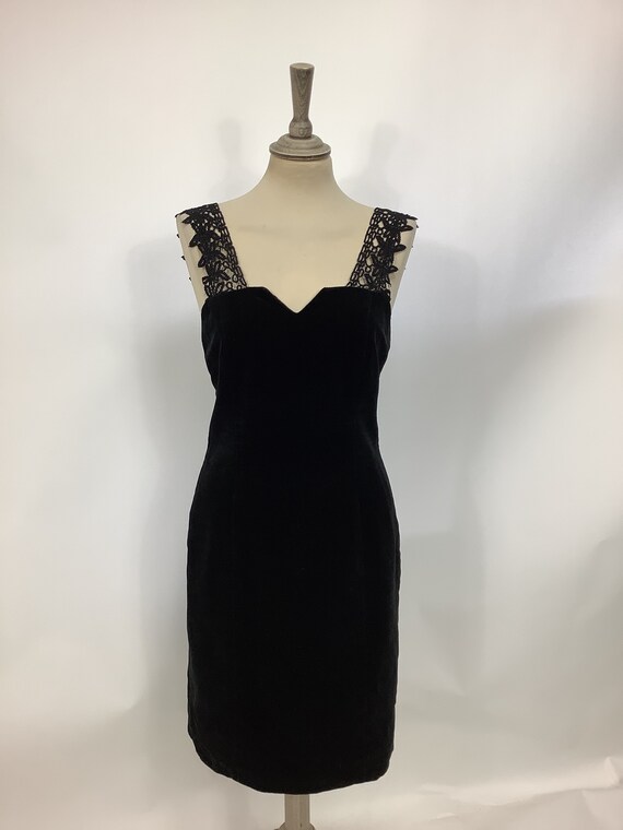 Vintage 1980s Radley dress black lace velvet wigg… - image 4