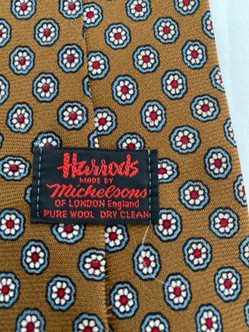 Vintage 1960s Harrods geometric floral retro tie