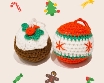 Christmas Pudding/ Bauble  Amigurumi | Plush Crochet Toy Pet Toys  Props Decoration Nursery Gift  Set keychain star xmas