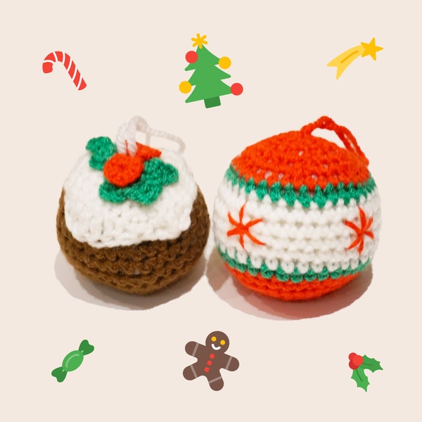 Christmas Pudding/ Bauble  Amigurumi | Plush Crochet Toy Pet Toys  Props Decoration Nursery Gift  Set keychain star xmas