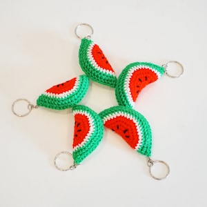 Stuffed Watermelon keychain (optional) | Amigurumi Plush Crochet Toy Pet Props Decoration Nursery Gift Keyring father day summer